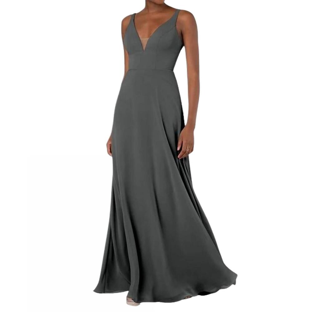NEW SORELLA VITA sexy plunging v-neckline bridesmaid dress in pebble